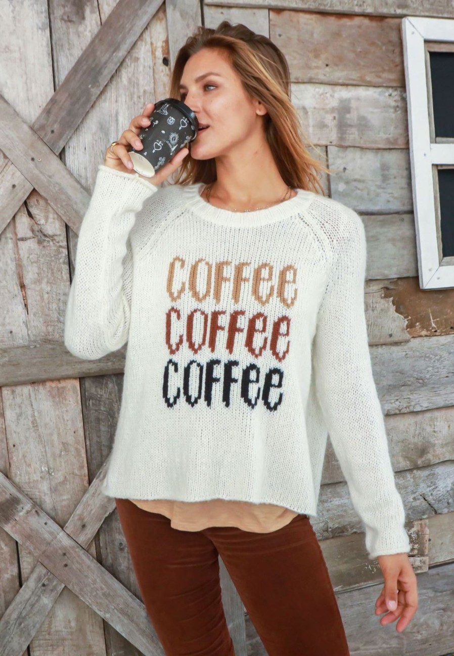 Women Wooden Ships Sweaters | Coffee Raglan Crew Pure Snow