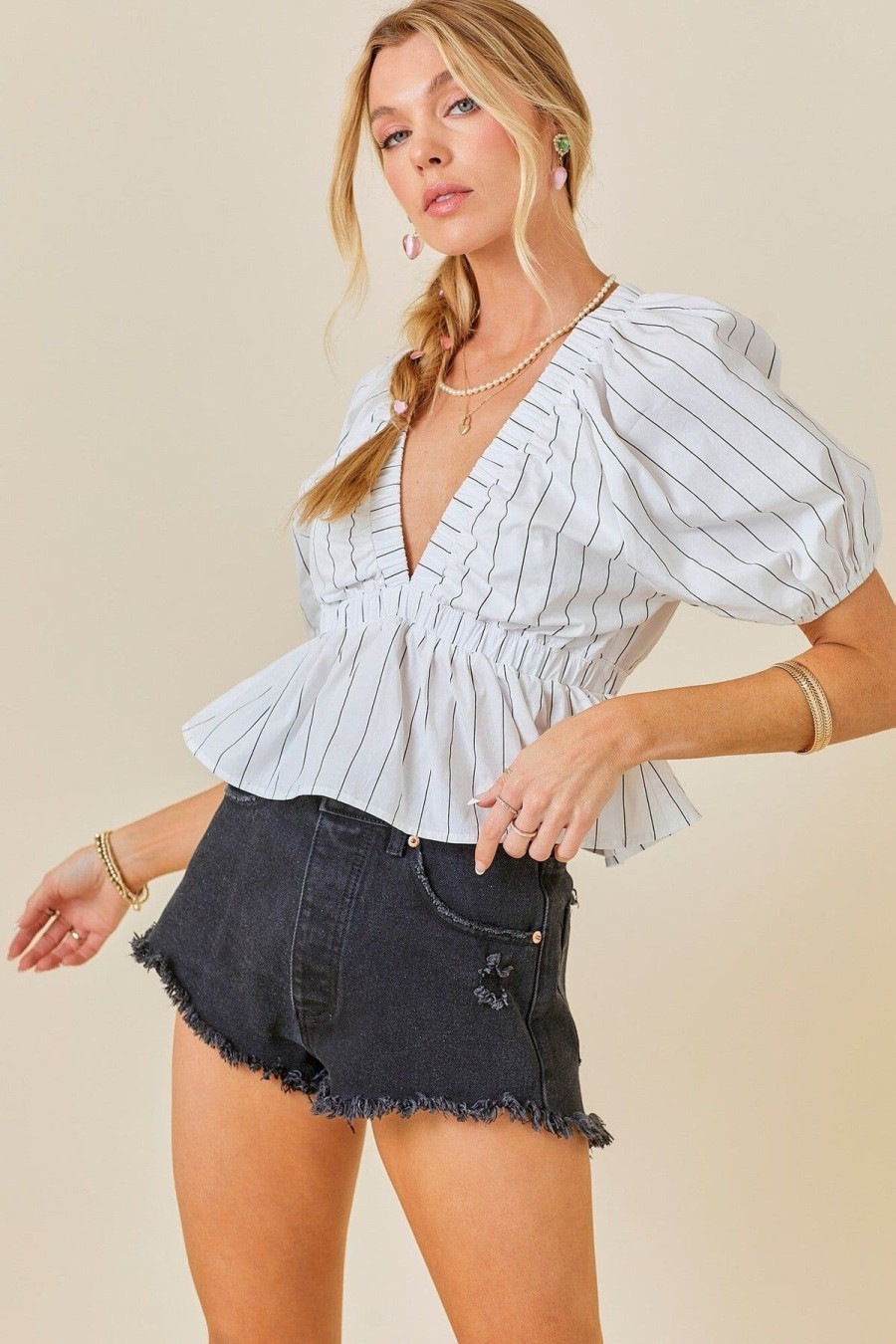 Women Kendall Lane Shirts & Blouses | Hayes Babydoll Top Off White