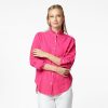 Women Kerri Rosenthal Shirts & Blouses | Mia Ruffle Cotton Shirt Berry Pink