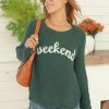 Women Wooden Ships Sweaters | Weekend Raglan Crew Juniper/Mojito