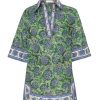 Women Zimmermann Vacation | Junie Tunic Dress Green/Blue Floral