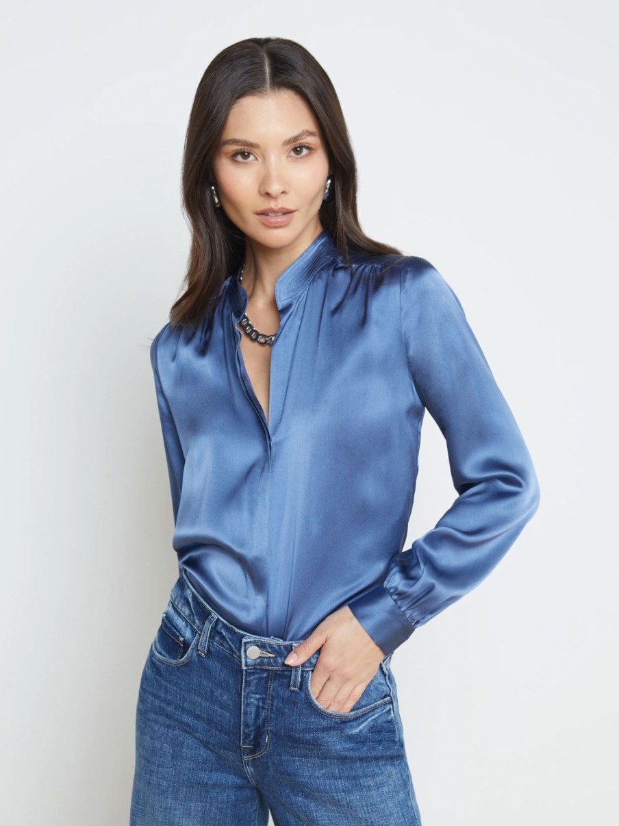 Women L'AGENCE Shirts & Blouses | Bianca Blouse Blue Horizon