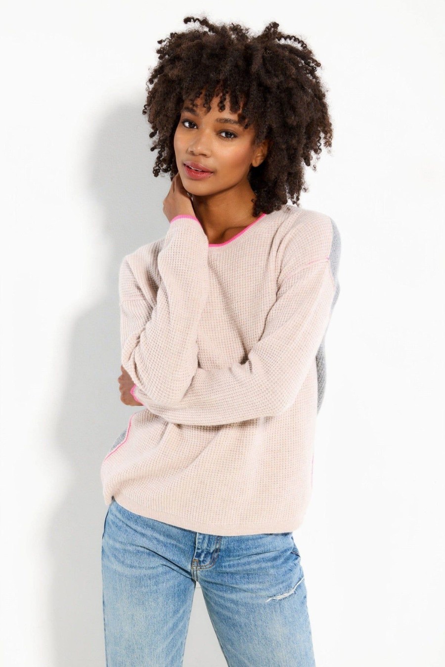 Women Lisa Todd Sweaters | The Contrast Sweater Birch/Fog