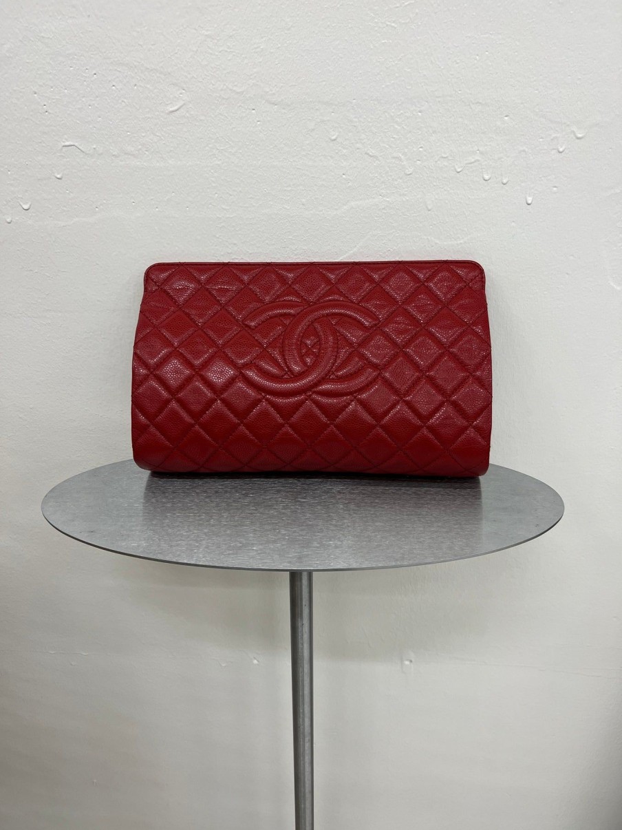 Women Uniquities Vintage Accessories | Vintage Red Chanel Clutch