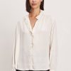 Women Velvet Shirts & Blouses | Ali Top Crema