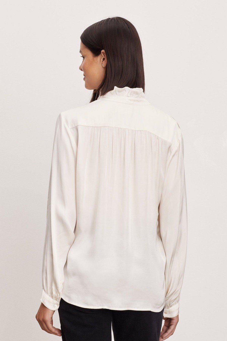 Women Velvet Shirts & Blouses | Ali Top Crema