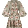 Women Zimmermann Vacation | Lexi Billow Mini Dress Sage Palm