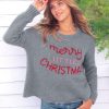 Women Wooden Ships Sweaters | Merry Little Christmas Crew Gunmetal