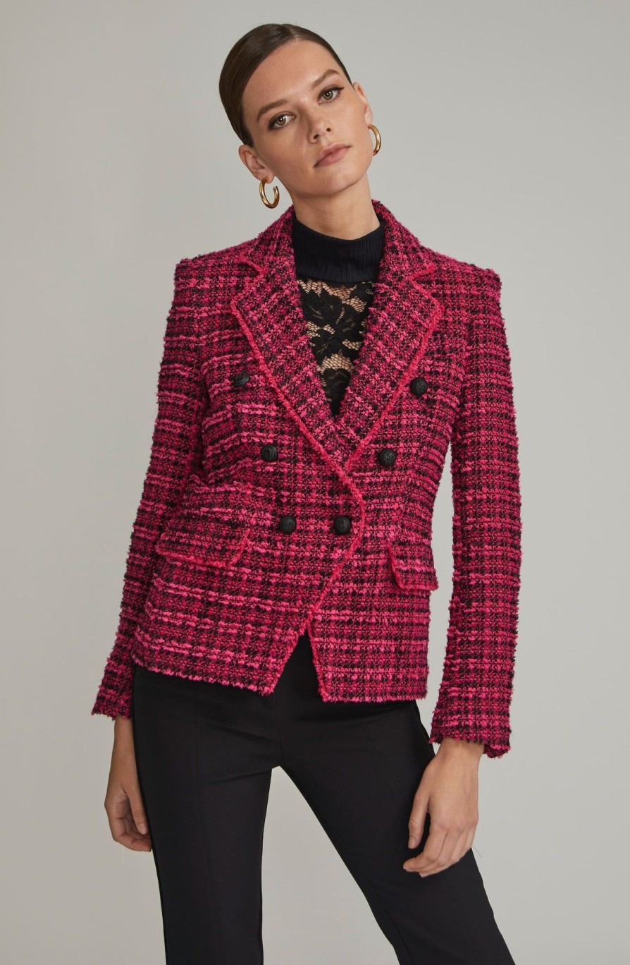 Women Generation Love Blazers | Eliza Tweed Blazer Hot Pink/Black