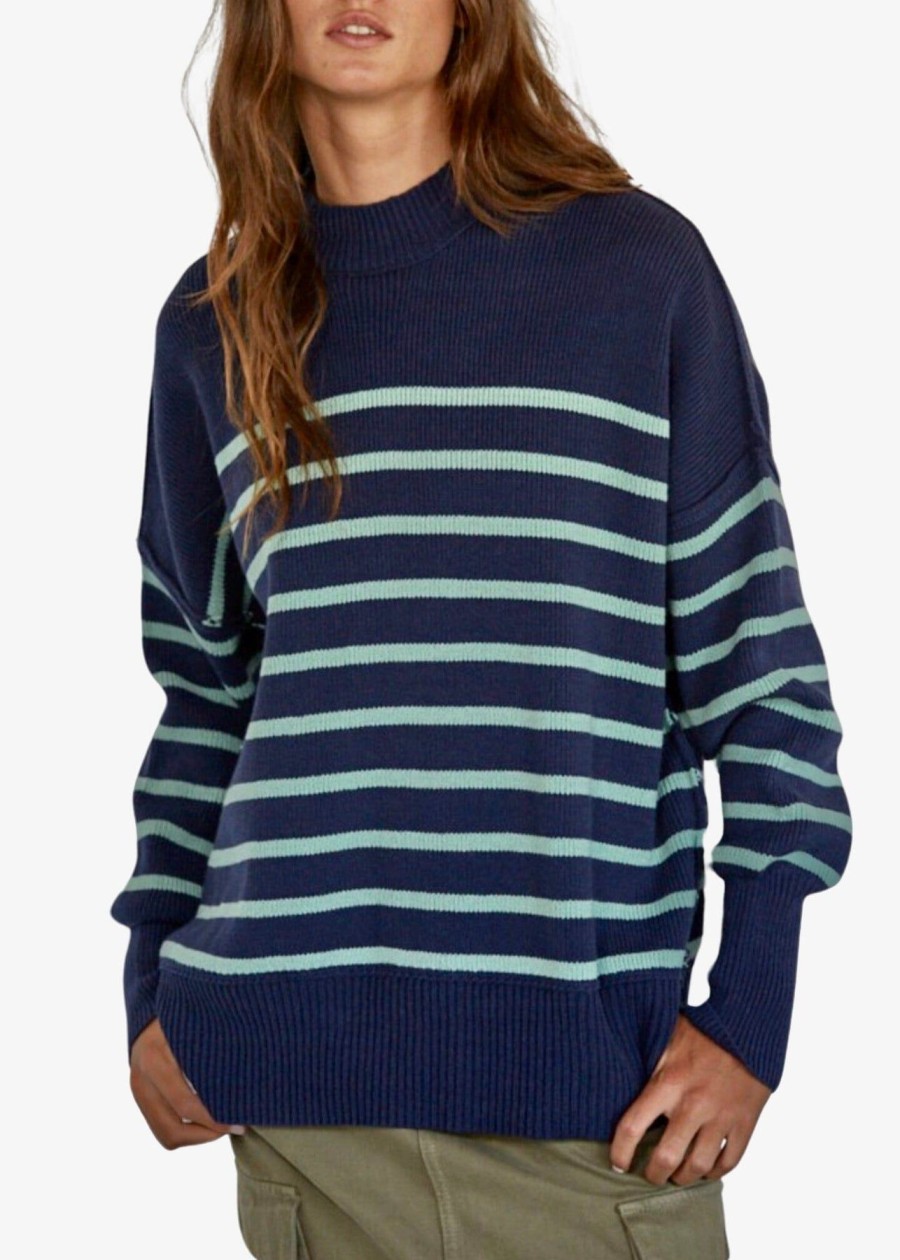 Women Kendall Lane Sweaters | Tara Sweater Navy Mint