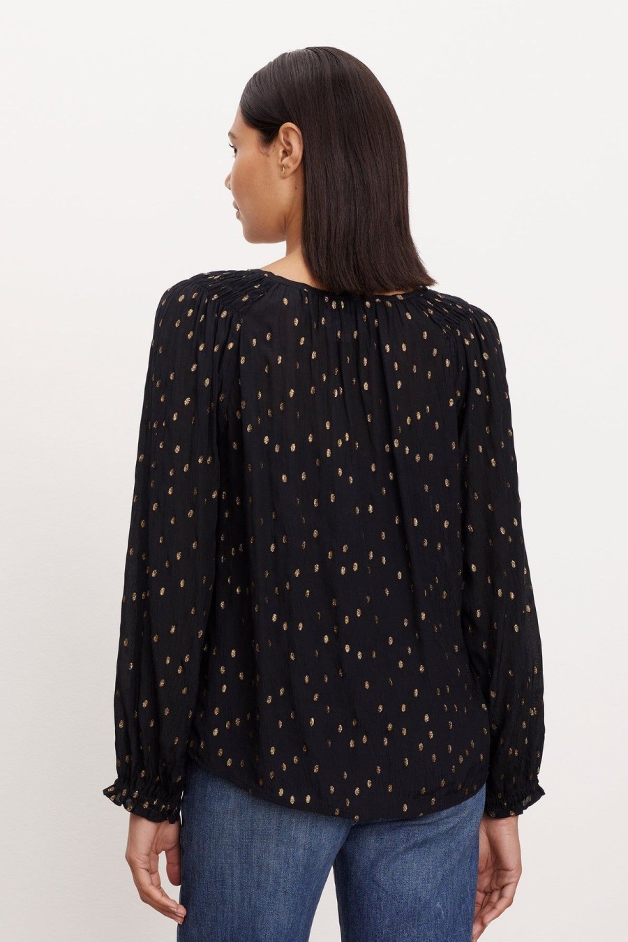 Women Velvet Shirts & Blouses | Krista Top Black