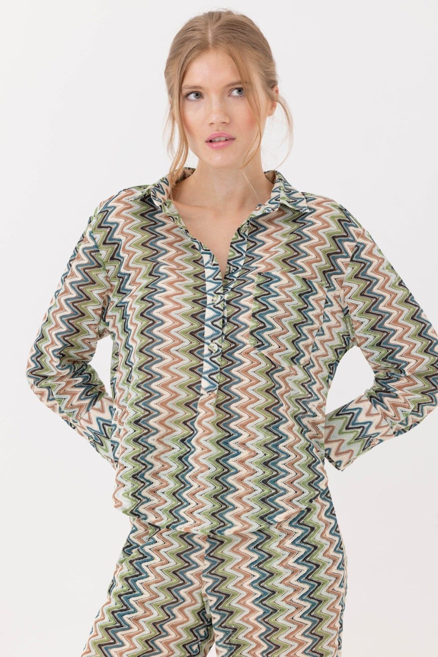 Women We Are Sundays Shirts & Blouses | Belize Top Wave Stitch