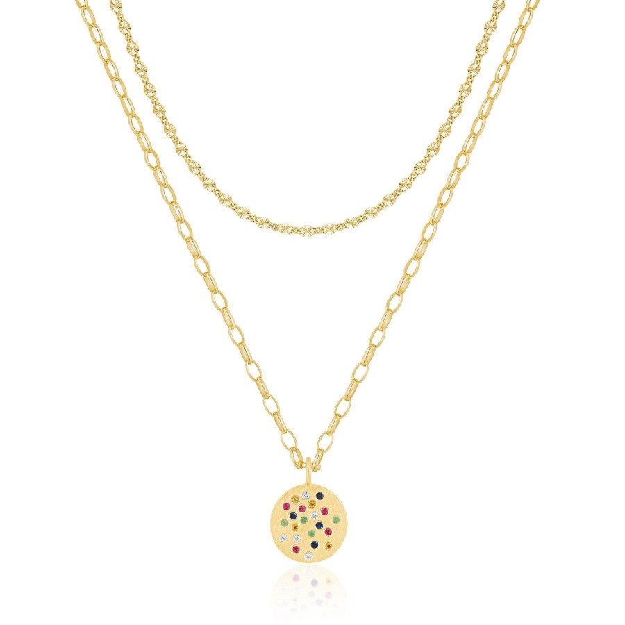 Women Ela Rae Necklaces | Double Layer Sprinkle Disc Multi