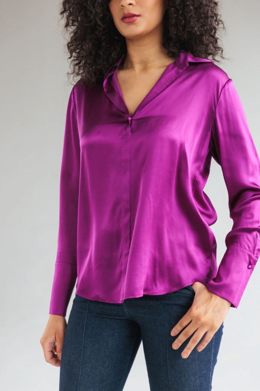 Women Catherine Gee Shirts & Blouses | Daria Blouse Electric Pink