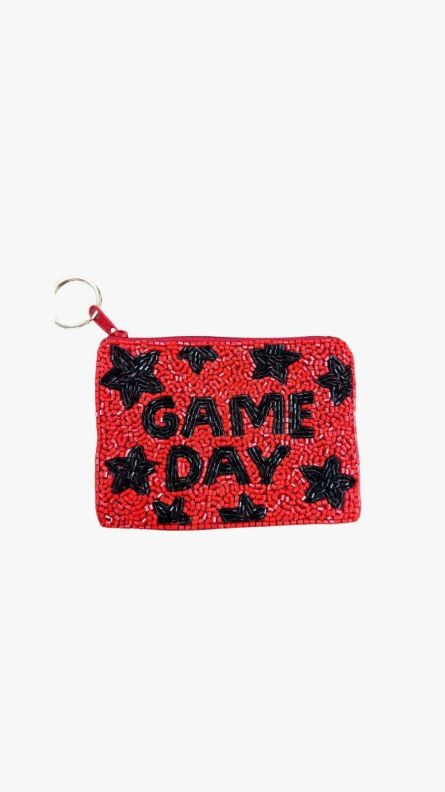 Women Uniquities Handbags | Red/Black Game Day Keychain Pouch