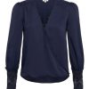 Women L'AGENCE Shirts & Blouses | Arti Lace Cuff Crossfront Blouse Midnight