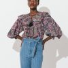 Women Cleobella Shirts & Blouses | Ainsley Top Caymen Paisley Purple