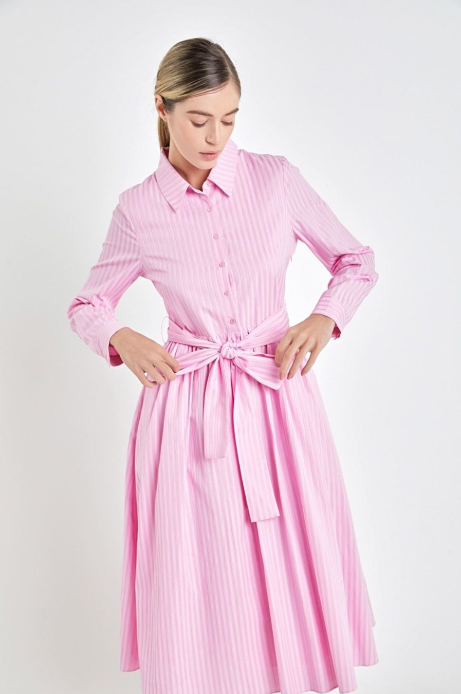 Women Anna Rae Midi & Maxi | Anna Marie Shirt Dress Pink