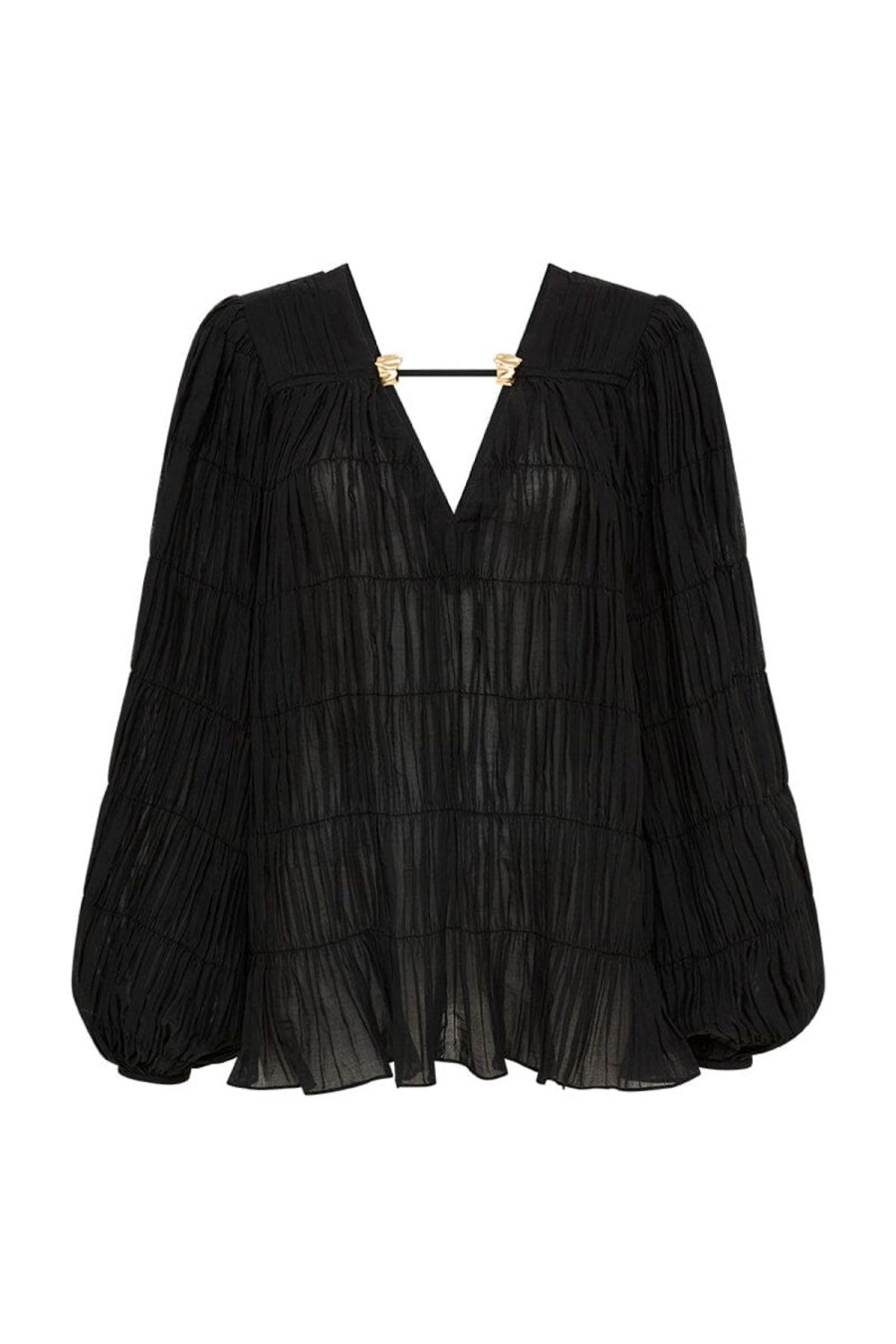 Women Aje. Shirts & Blouses | Evelina Ruched Blouse Black