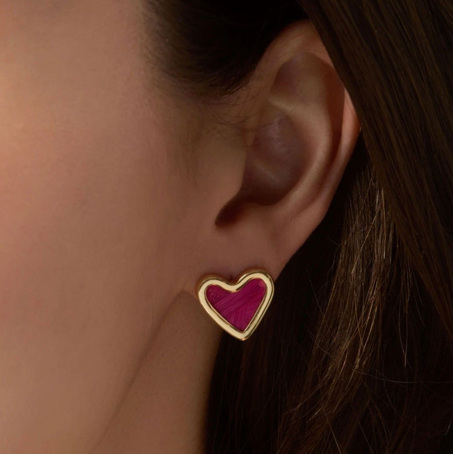 Women Mignonne Gavigan Earrings | Petite Raffia Heart Studs