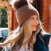 Women Linda Richards Hats | Angora Wool Pom Hat Mocha