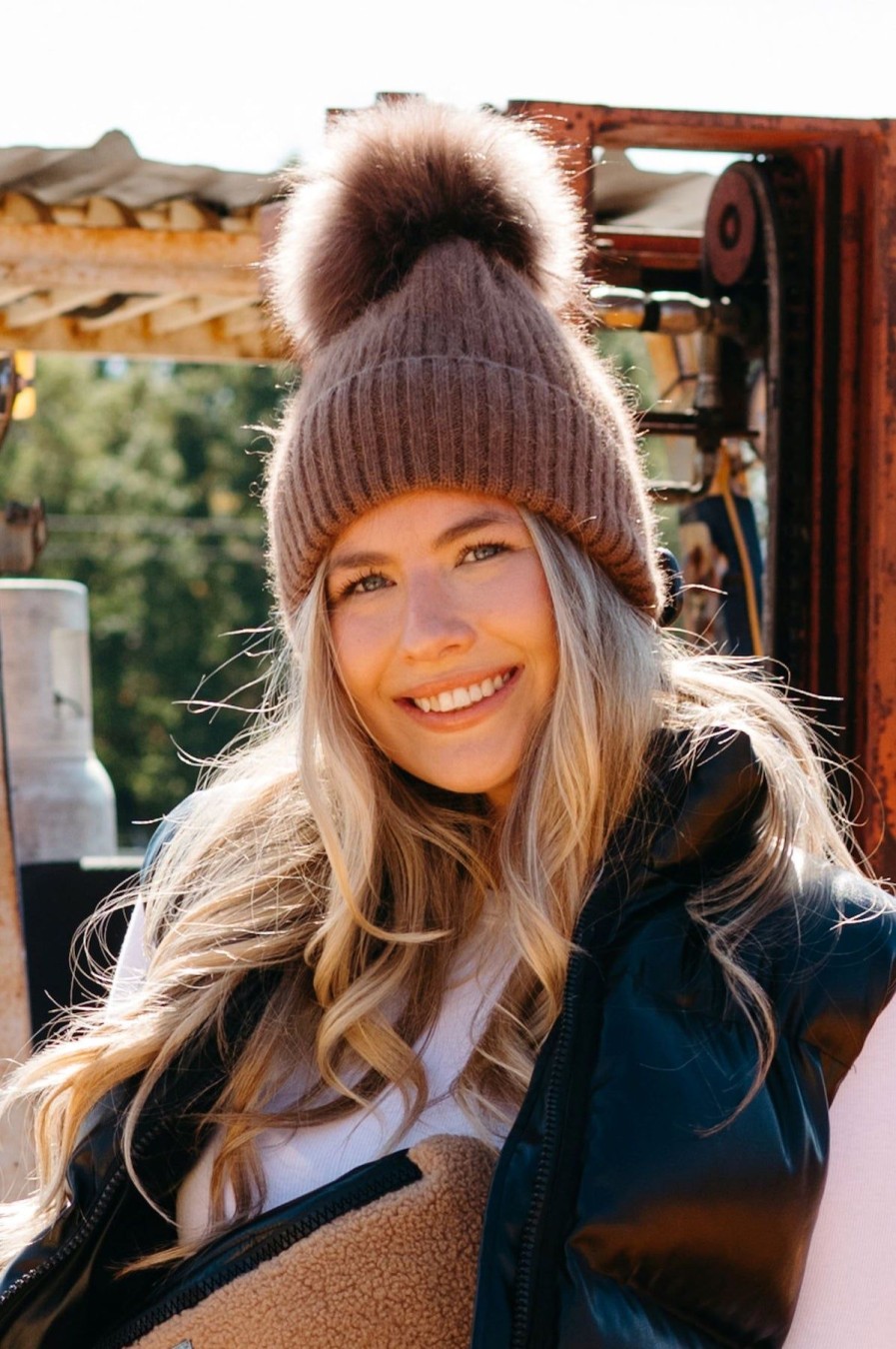 Women Linda Richards Hats | Angora Wool Pom Hat Mocha