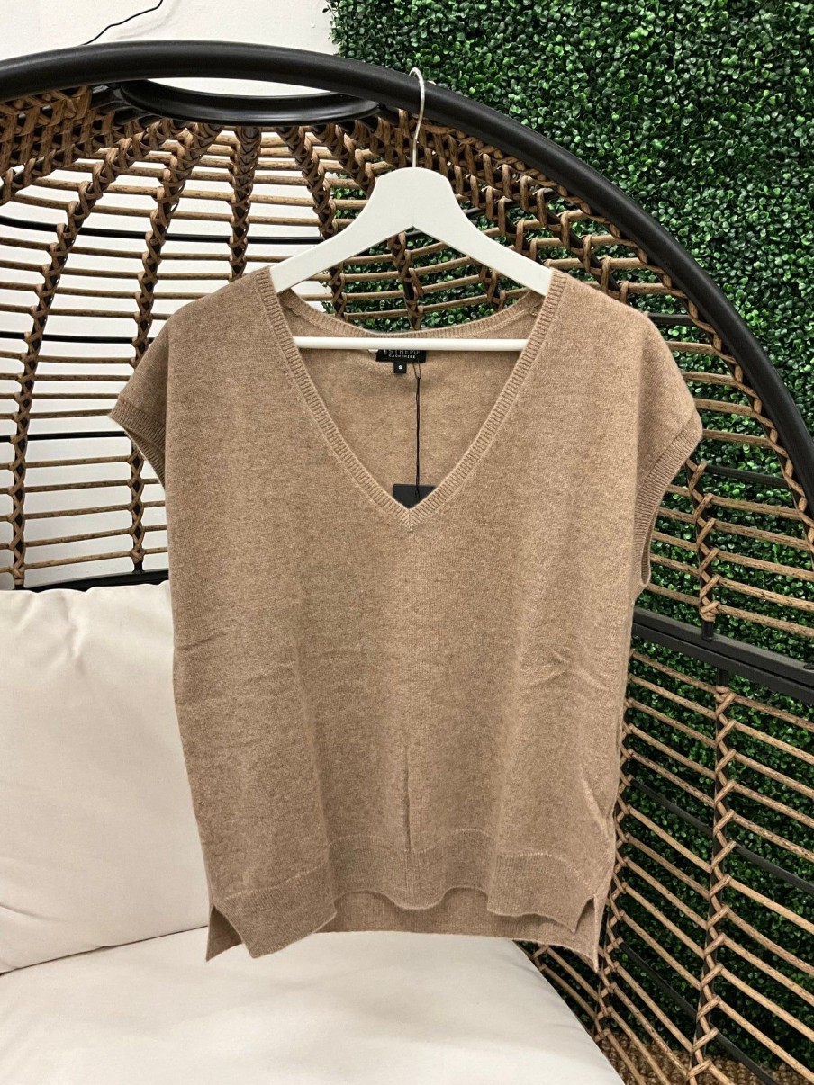 Women Estheme Cashmere Sweaters | V Neck Sweater Vest Noisette