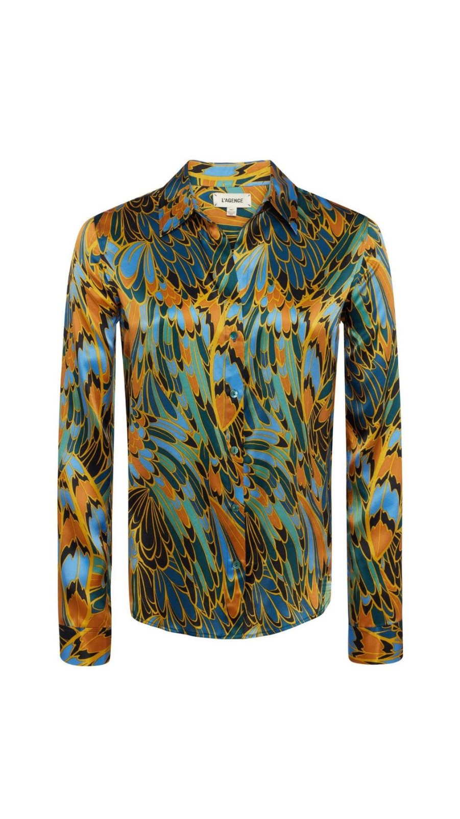 Women L'AGENCE Shirts & Blouses | Tyler Long Sleeve Shirt Blue Multi Parrot