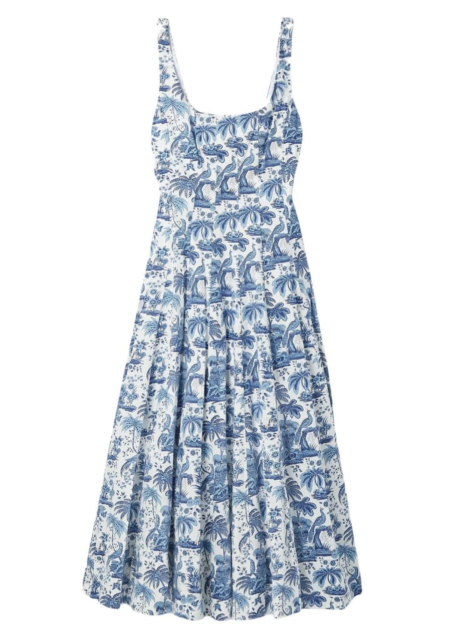 Women STAUD Vacation | Wells Dress China Blue Toile