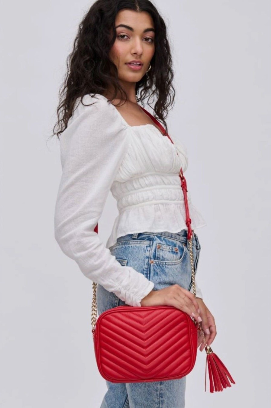 Women Uniquities Handbags | Elodie Crossbody Red