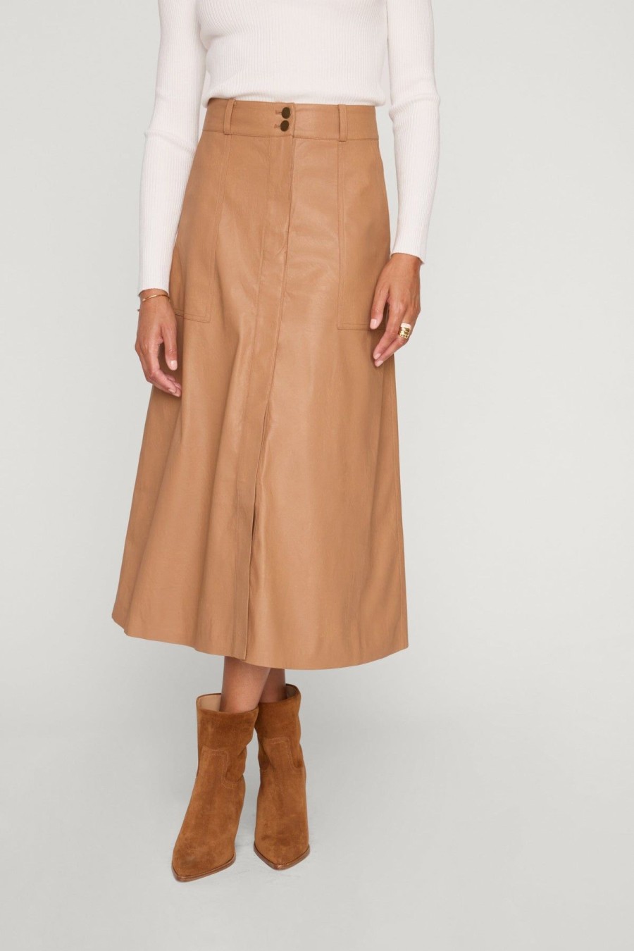 Women Brochu Walker Skirts | Mica Vegan Leather Skirt Dunes