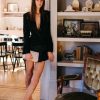 Women Amanda Uprichard Blazers | Gibson Blazer Dress With Satin Black