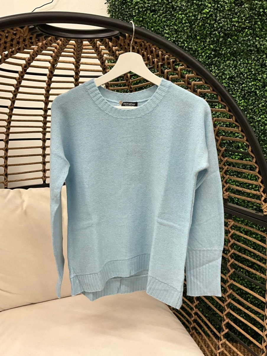 Women Estheme Cashmere Sweaters | Round Neck Sweater Maya Blue