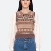 Women Sea NY Shirts & Blouses | Finja Fair Isle Long Sleeve Combo Top Camel