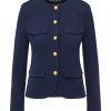 Women Veronica Beard Blazers | Kensington Knit Jacket Marine