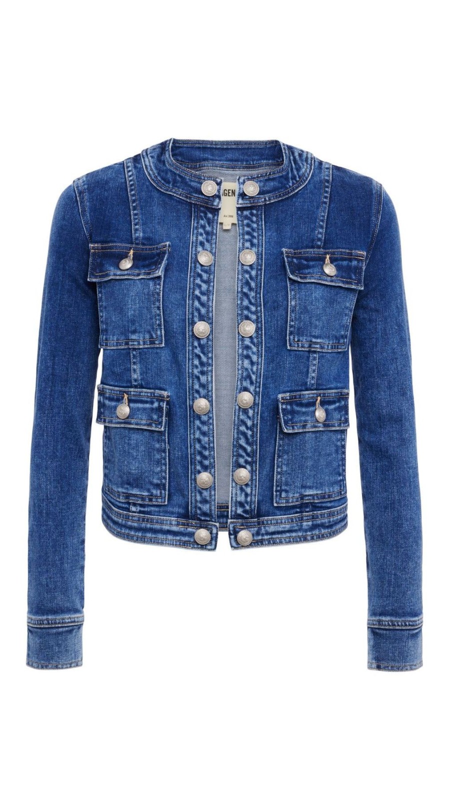 Women L'AGENCE Denim Jackets | Yari Collarless Jacket Rhodes