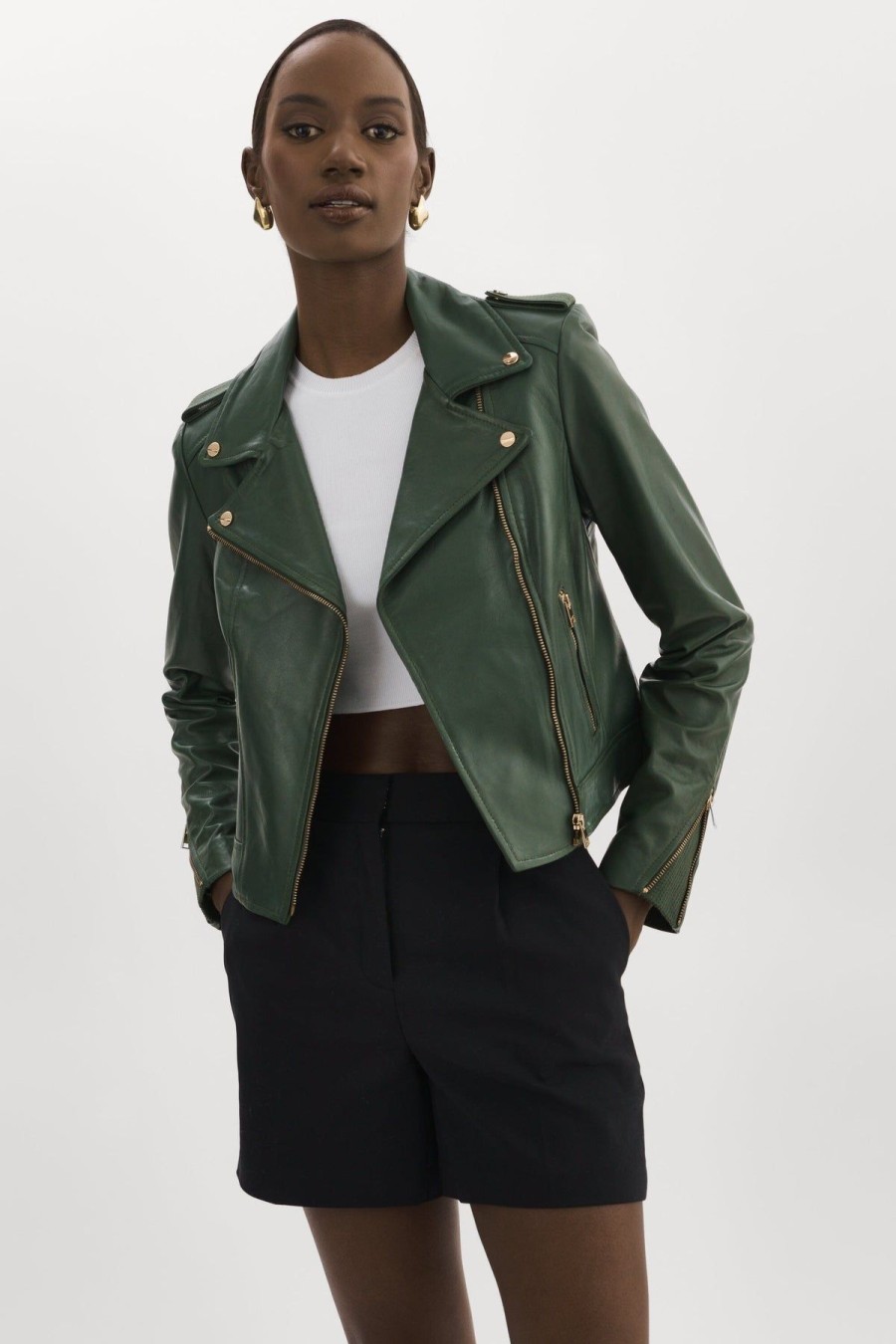 Women LAMARQUE Leather Jackets | Donna 21 Jacket Alpine Green