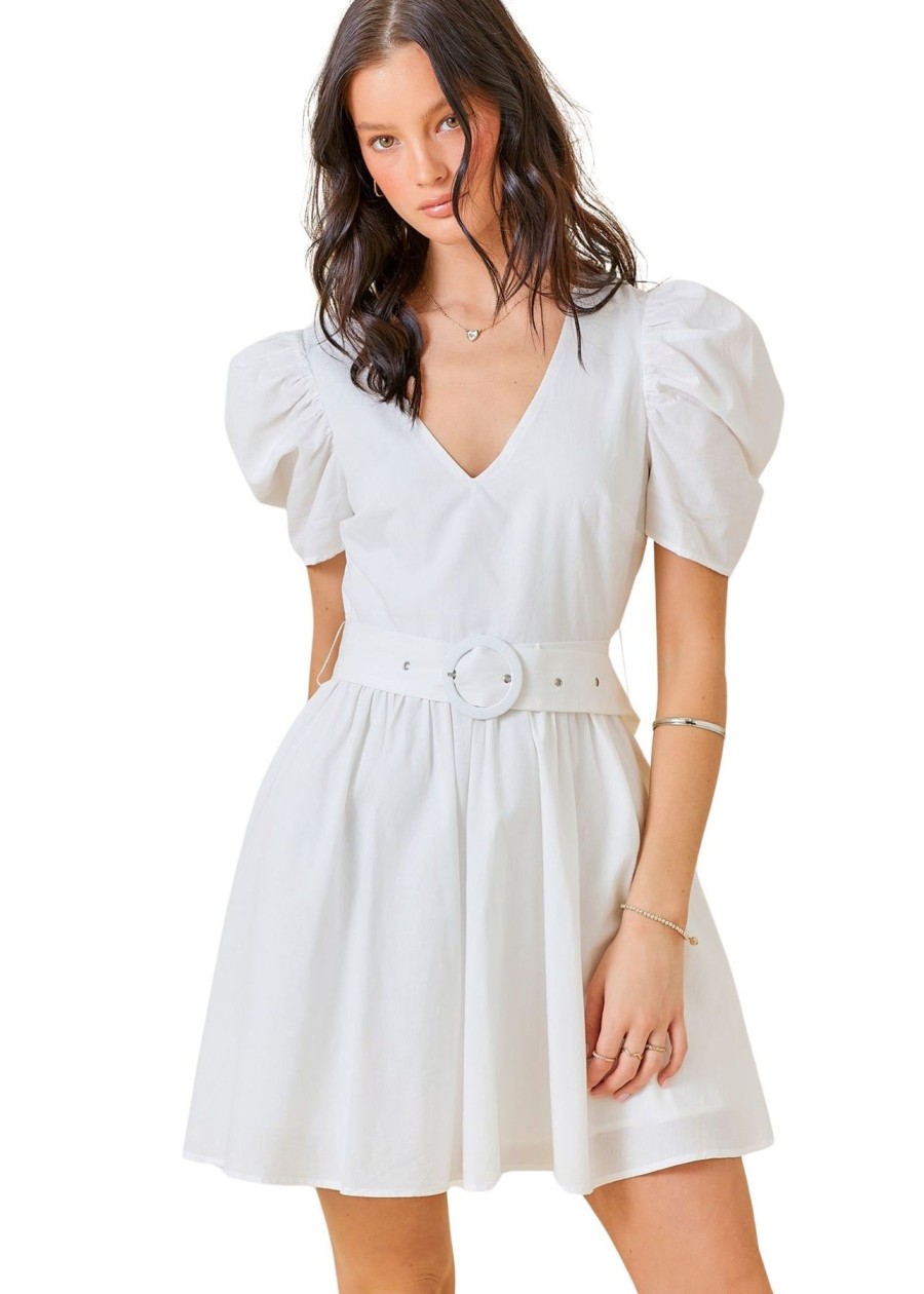 Women Kendall Lane Mini | Georgia Puff Sleeve Dress Off White