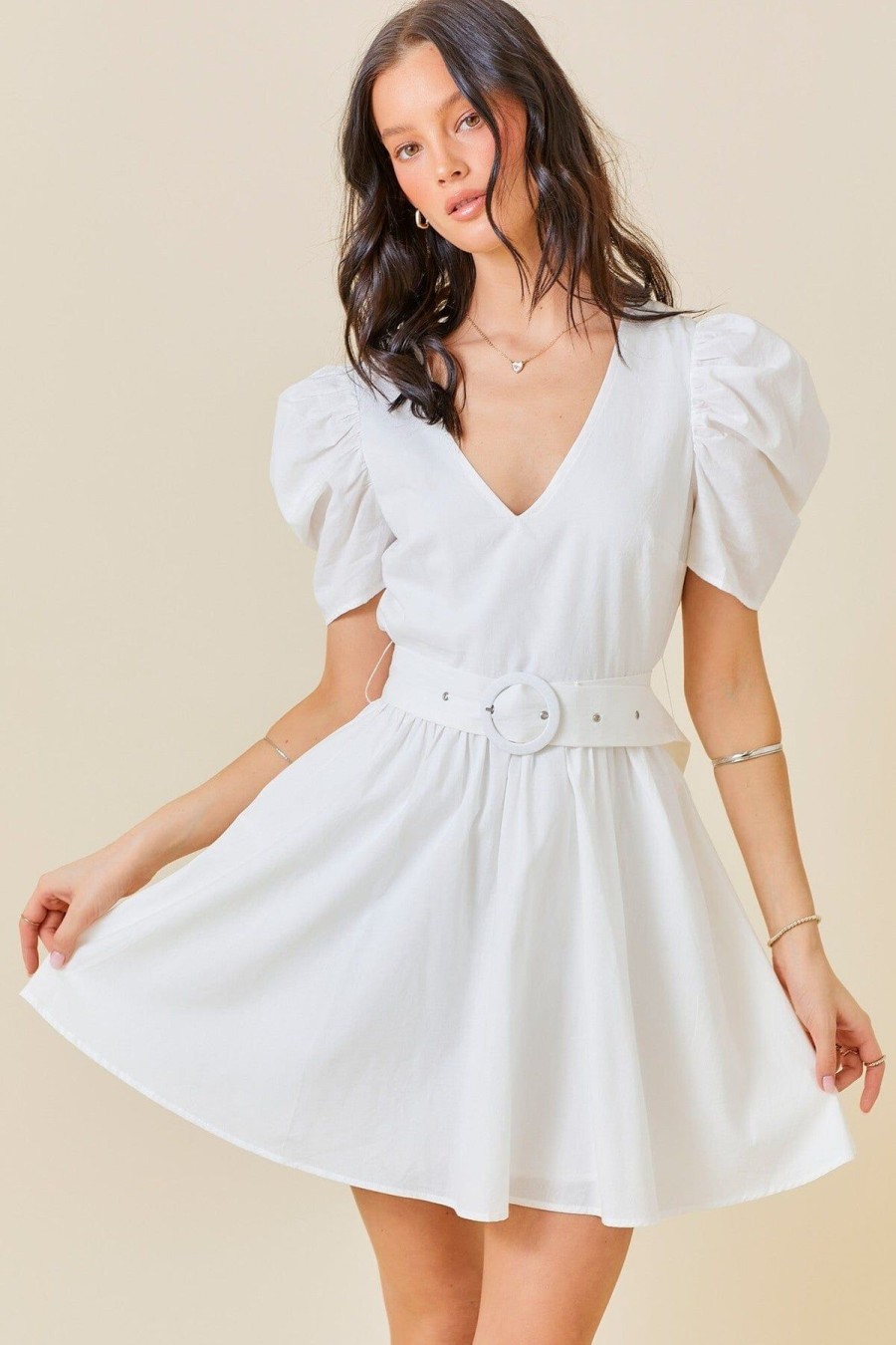 Women Kendall Lane Mini | Georgia Puff Sleeve Dress Off White