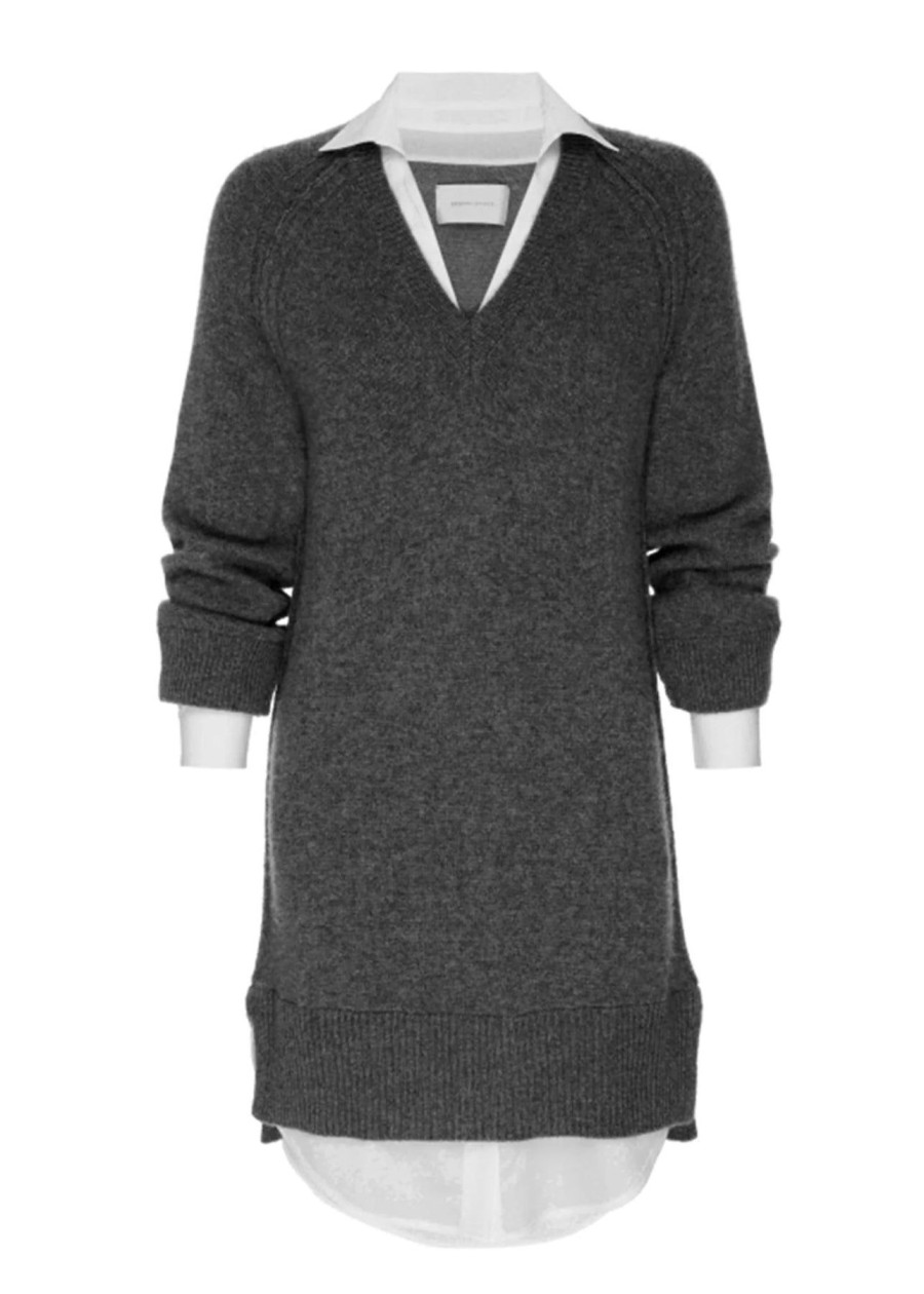 Women Brochu Walker Mini | Looker Vee Dress Charcoal/White