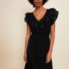 Women NATION LTD Midi & Maxi | Aria Contrast Ruffle Midi Dress Jet Black