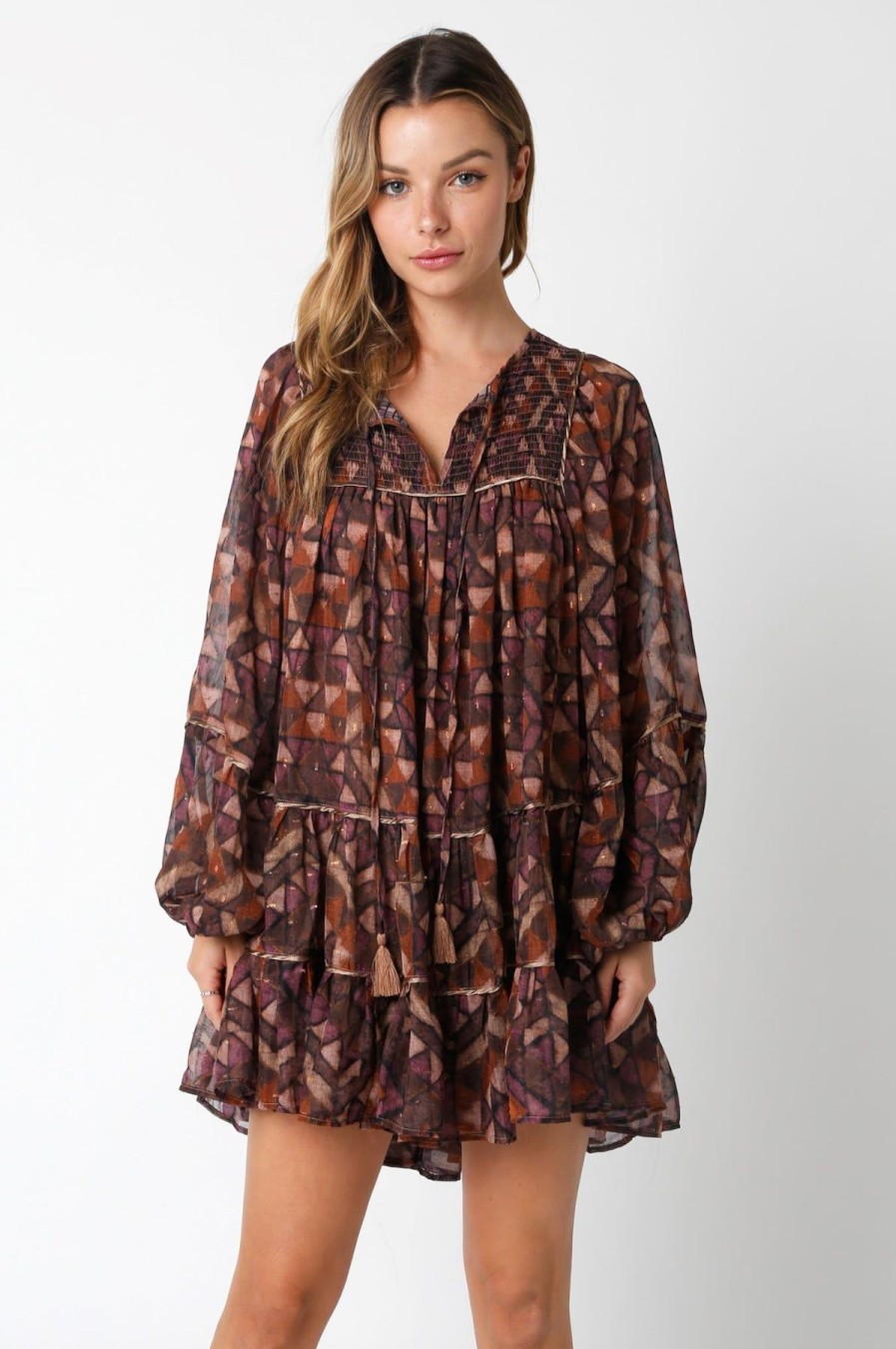 Women Anna Rae Mini | Jasmine Dress Brown Purple