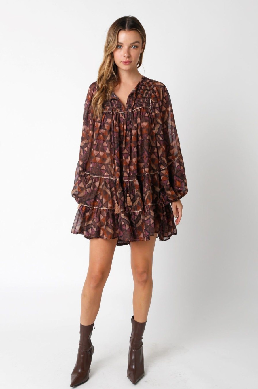 Women Anna Rae Mini | Jasmine Dress Brown Purple