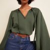 Women NATION LTD Shirts & Blouses | Olla Poplin Bibbed Sweatshirt Yosemite