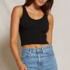 Women Perfect White Tee Shirts & Blouses | Daisy Crop Tank True Black