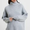 Women French Connection Sweaters | Vhari High Neck Jumper Grey Melange