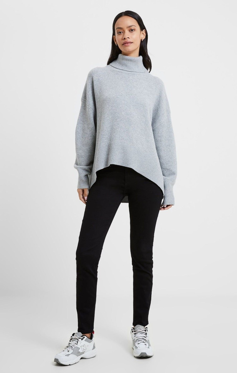 Women French Connection Sweaters | Vhari High Neck Jumper Grey Melange