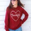 Women Wooden Ships Sweaters | Thankful Heart Crew Rubystone/Half Moon