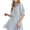 Women Anna Rae Mini | Deanna Shirt Dress Blue Stripe