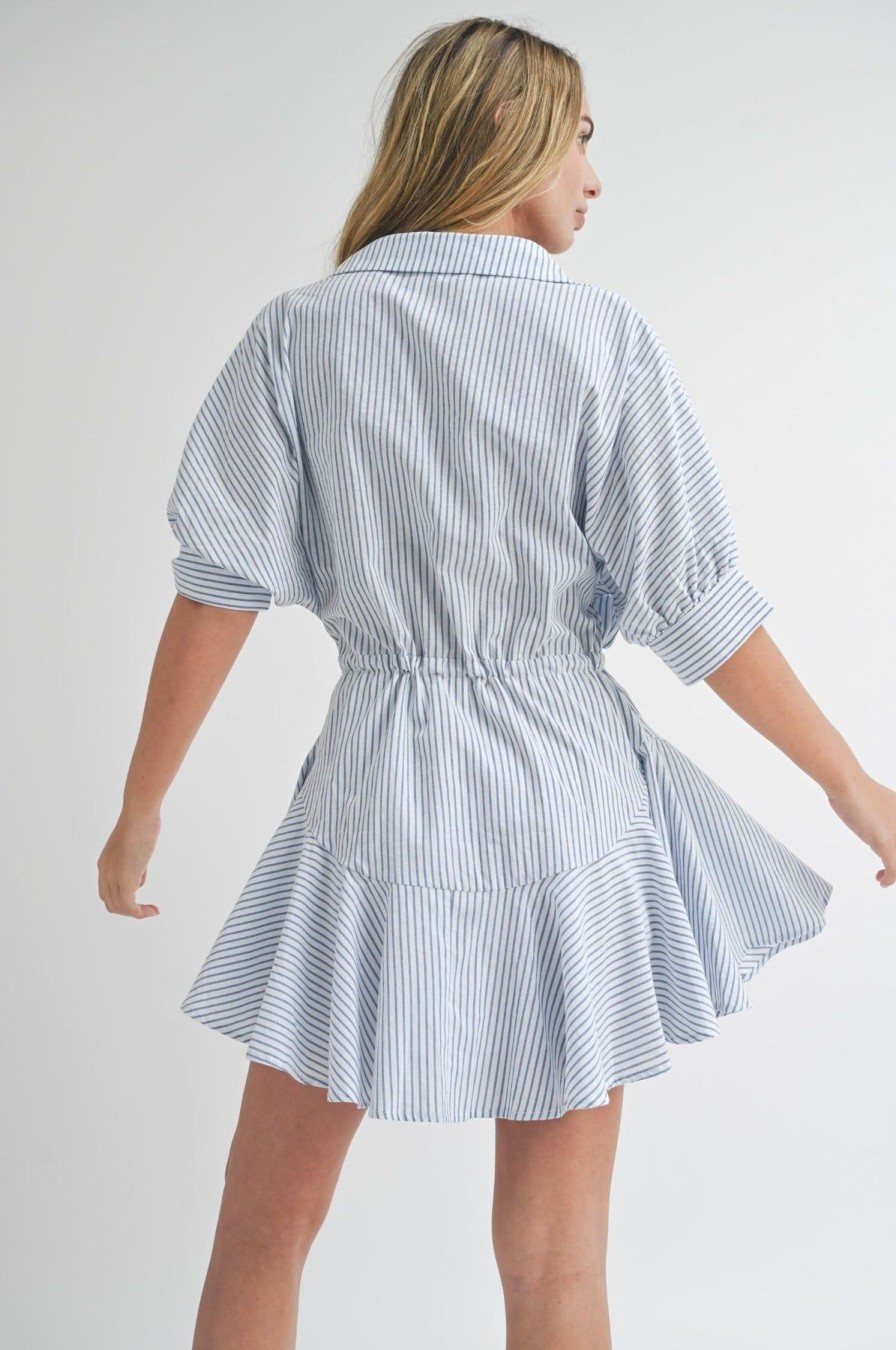 Women Anna Rae Mini | Deanna Shirt Dress Blue Stripe